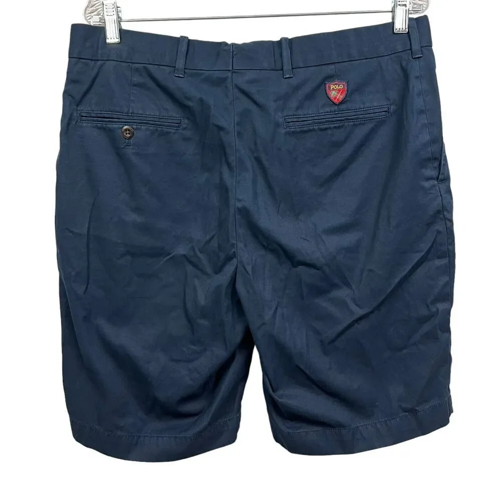 Polo Golf Ralph Lauren Men Shorts Links Fit Flat Front Slash Pockets Navy Sz 34*